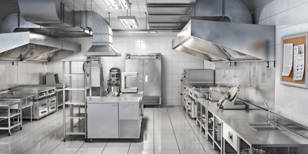 industrial kitchen. restaurant kitchen. 3d illustration